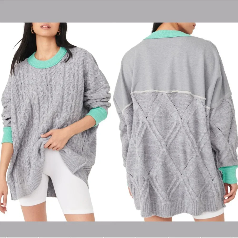 NWT $168 Free People Olympia Oversized Colorblock Sweater [ SZ Small ]‎ #q228